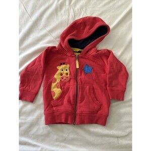 Frugi 12-18 Months Red Giraffe Organic Cotton Hoodie Jacket 76-83 Cm Baby